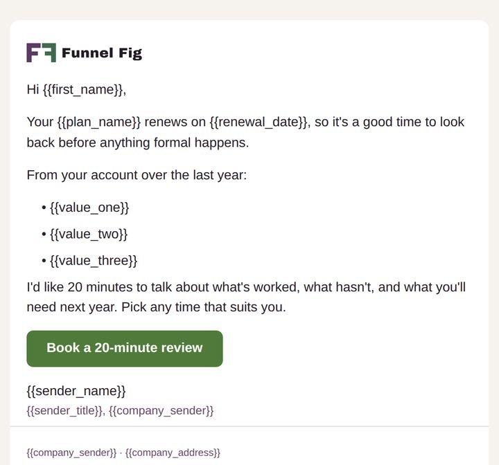 First email in the Renewal & Expansion pack